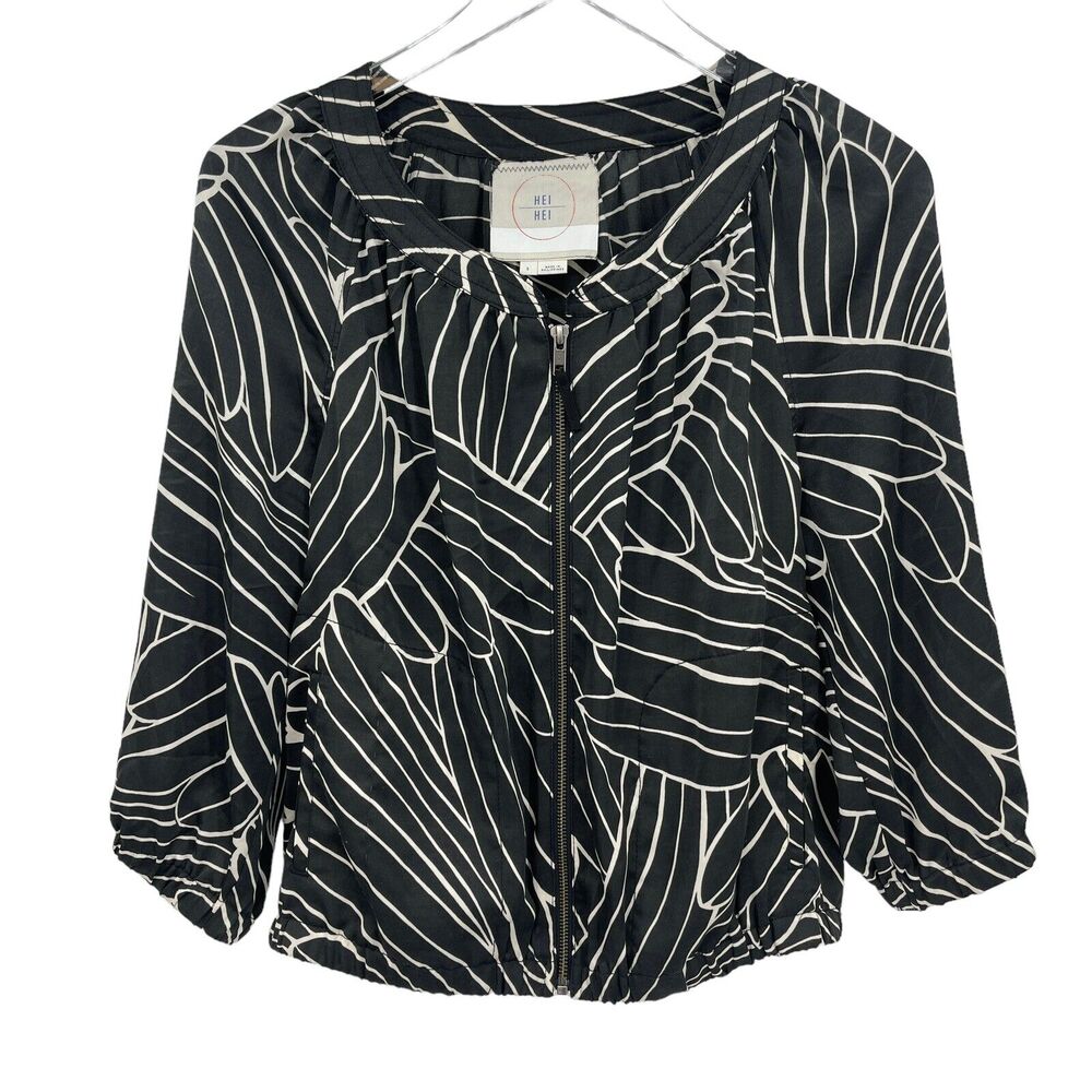 Anthropologie Hei Hei Black & White Aroha Bomber Jacket Women's Small